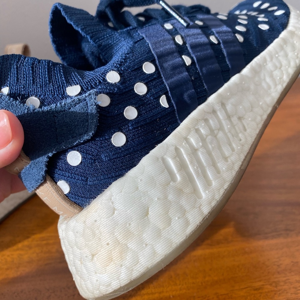 Adidas NMD R2 Ronin Polka Dot Blue White Sneakers 6 7 - Picture 5 of 5